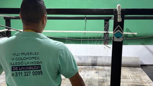 Proceso profesional de lavado de alfombras en Cali realizado por Lavandería Restaurar